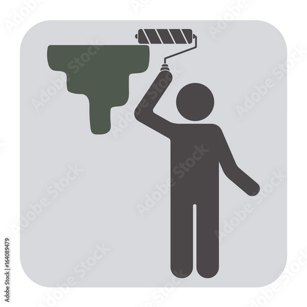 Obraz Painter with paint roller icon