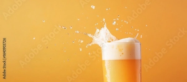 Fototapeta Refreshing Beer Splash: Golden Beverage in a Glass