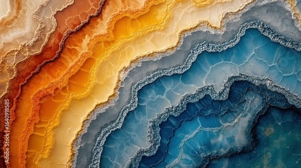 Obraz Colorful evaporation ponds at a potash refinery form an abstract landscape with vibrant hues and geometric textures. Unique industrial-nature blend for industrial photography, design backgrounds,