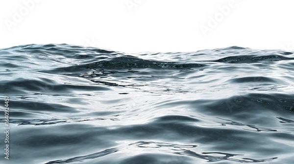 Fototapeta Studio style depiction of calm river water realistic ripple texture and subtle reflections isolated on pure white for background replacement spa visuals and fluid motion concepts