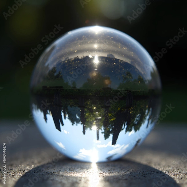 Fototapeta Crystal ball refracted light