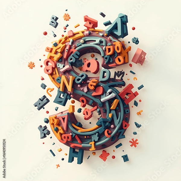 Obraz Floating geometric letters abstract composition