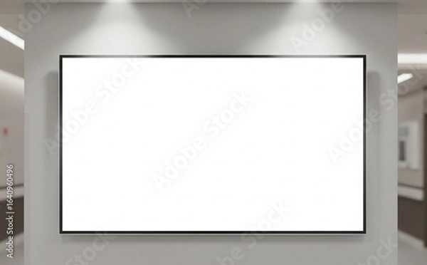 Fototapeta Tv White Blank Mockup Screenfor Hospital Interior Presentation