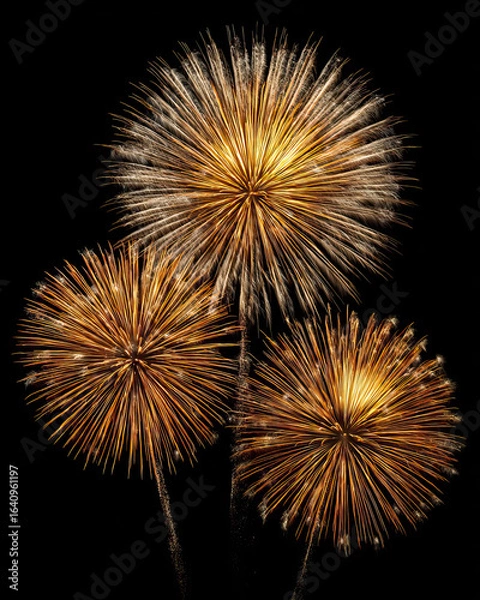 Fototapeta Old and Yellow Fireworks Exploding on Transparent Background

