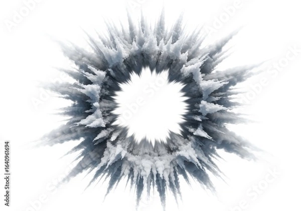 Fototapeta White powder explosion in a circular frame isolated on white background