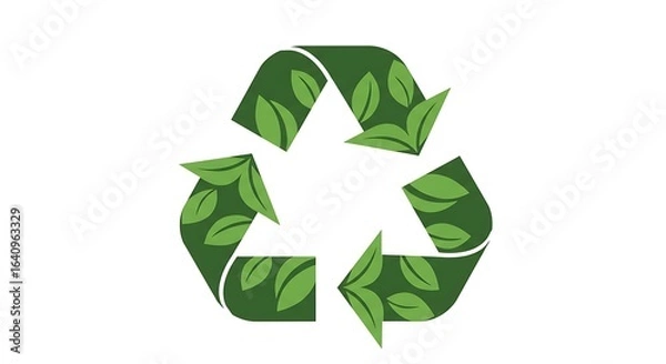 Obraz Recycle Green Symbol with Leaves Isolated on White Background