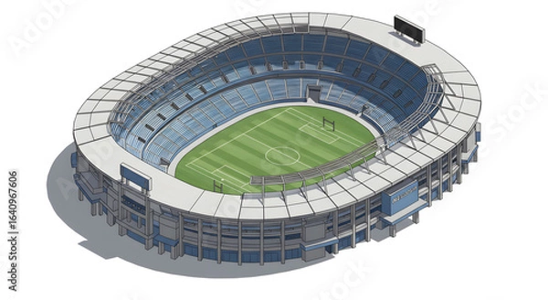 Fototapeta Architectural 3D vector design of a ANZ stadium shown in a detailed isometric view.