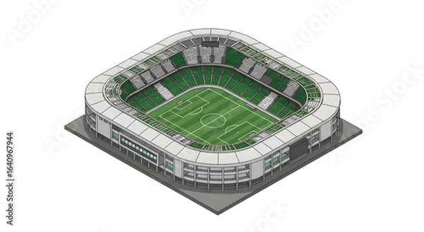 Fototapeta A modern 3D vector illustration of a Aviva stadium presented in a detailed isometric view, ideal for architectural and event concepts.