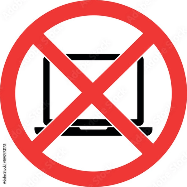 Fototapeta No laptop icon forbidden technology symbol