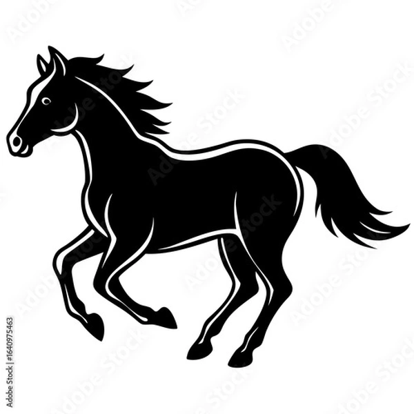 Obraz Horse Galloping Silhouette vector