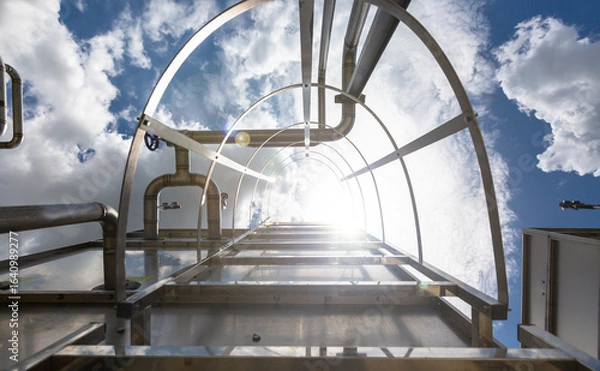 Fototapeta Sets of cooling towers in data center building.