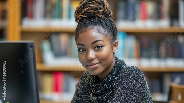 Fototapeta Young child using a smart tablet. The image captures a happy boy gaming on an iPad, showcasing the use of AI technology for interactive learning, Generative AI