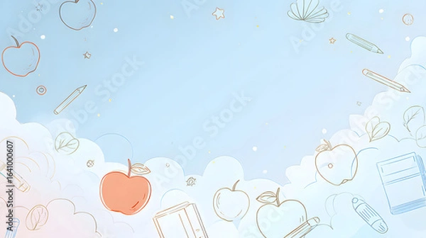 Obraz Flat Pastel Vector Banner Background with Soft Lines