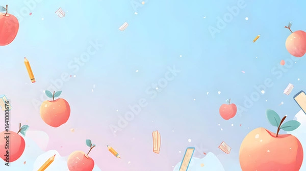 Obraz Flat Pastel Vector Banner Background with Soft Lines