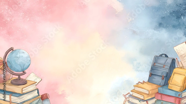Obraz Light Pastel Watercolor Wash Background with Faint Lines