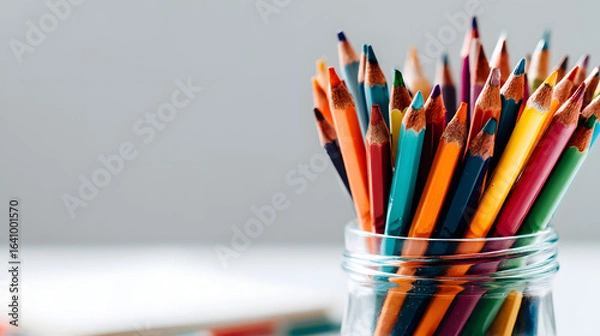 Obraz Soft Focus Close-up of Colorful Pencils and Crayons