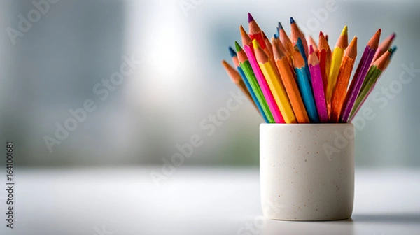 Obraz Soft Focus Close-up of Colorful Pencils and Crayons