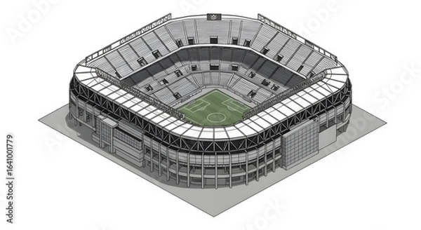 Fototapeta Architectural 3D vector model of a Corinthians stadium, presented in a detailed isometric view.