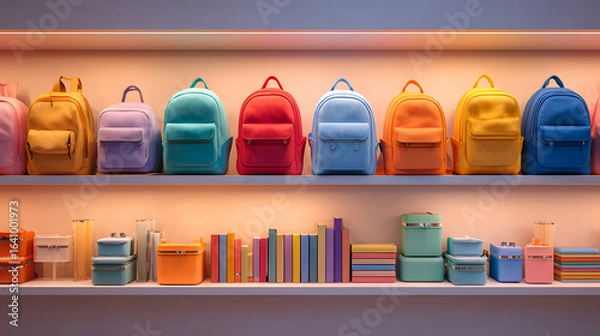 Obraz Wide Horizontal Shot of a Clean Modern Retail Shelf