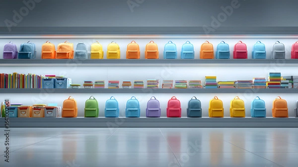 Obraz Wide Horizontal Shot of a Clean Modern Retail Shelf