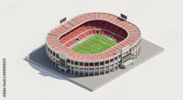 Fototapeta Estadio Nacional de Lima, Peru, depicted as a detailed 3D isometric vector stadium model for architectural visualization.