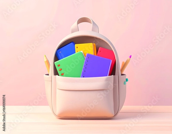 Obraz A Flat Lay Composition of School Supplies on a Wooden Desk