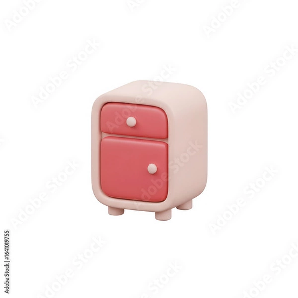 Fototapeta Minimalist Cute Little Nightstand With Two Drawers Isolated On Transparent Background