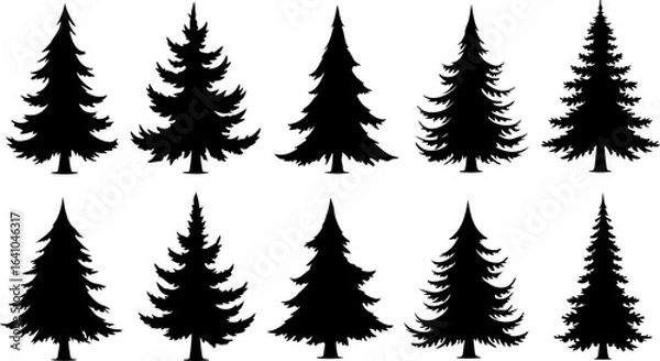 Fototapeta Christmas Tree Silhouette  Vector Bundle