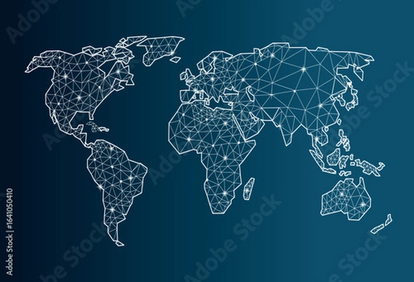 Fototapeta Global network mesh. Earth map. World map Network