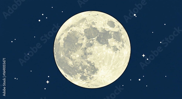 Obraz 夜空に輝く満月のイラスト