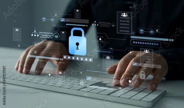 Obraz Documents confidentiality,cyber security protection concept.Confidentiality documents and employee compliance rules.Documents law regulation and compliance rules.Software for security personal data	