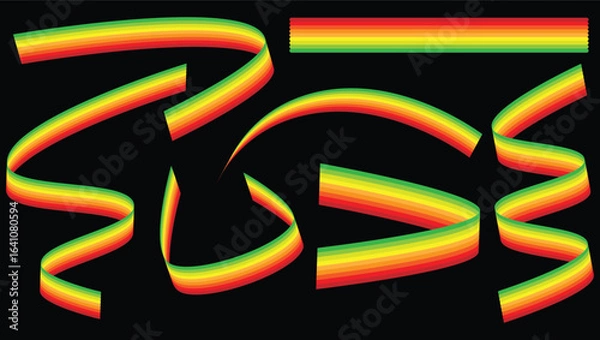 Fototapeta 3D Glossy Neon Rainbow Ribbon Text Effect on Black Background