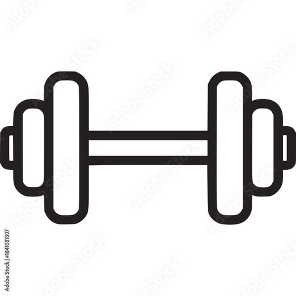 Fototapeta Dumbbell icon isolated on white background, a simple line drawing of a weight, representing fitness, gym, and exercise, perfect for sport and training designs, a clean and minimal vector illustration