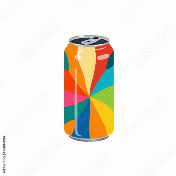 Fototapeta A Colorful Abstract Design on a Soda Can, Featuring Geometric Patterns in Vibrant Hues Representing Playfulness and Refreshment