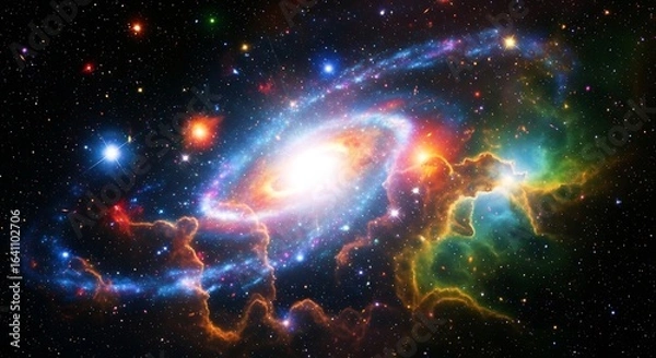 Fototapeta Colorful Spiral Galaxy in Deep Space