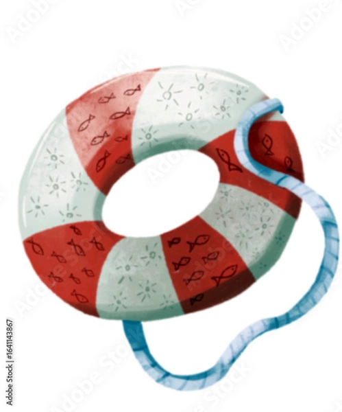 Obraz Summer illustration lifebuoy