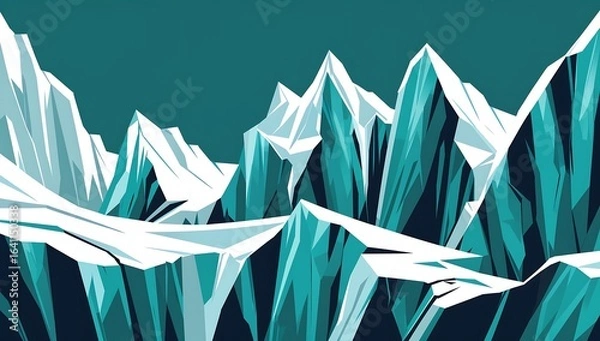 Fototapeta Glacier vector jagged ice shapes, cool teal, white cracks.