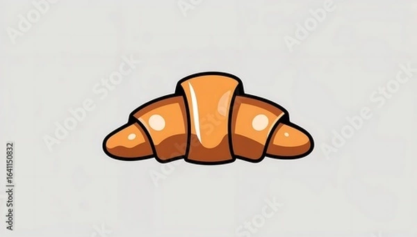 Fototapeta Minimalist croissant icon, flat vector, simple curved shape, no flaky texture.