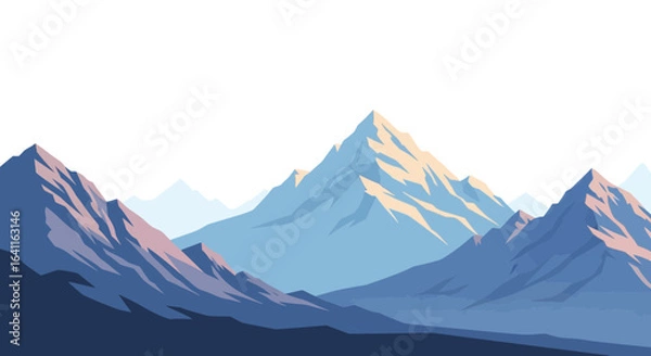 Fototapeta Vector illustration of a misty mountain range in shades of blue