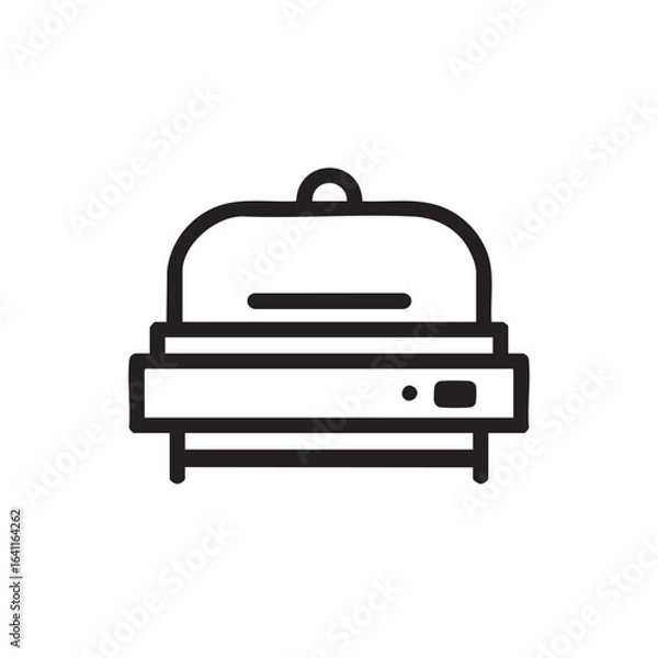Obraz A simple line icon of a closed slow cooker or crock pot.