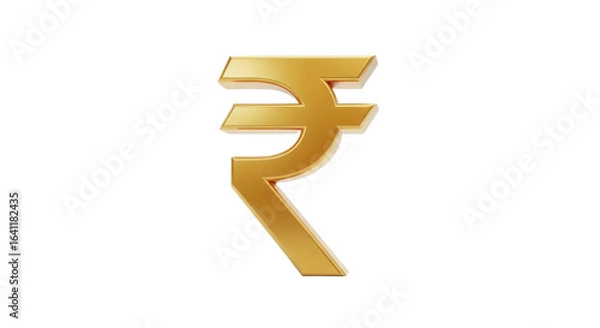 Obraz Indian Rupee Symbol Shining Golden Against transparent background