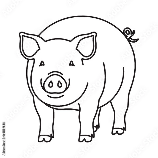 Fototapeta Minimal Pig Line Art – Pig Vector Illustration Fine Drawing with Simple Contours – Pig Drawing – Line Art Drawing of Pig – Pig Icon

