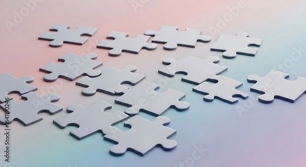 Fototapeta Array of Interlocking Puzzle Pieces Displaying Connection and Problem Solving