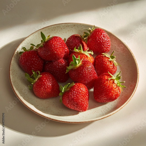 Obraz Fresh Strawberries on Ceramic Plate