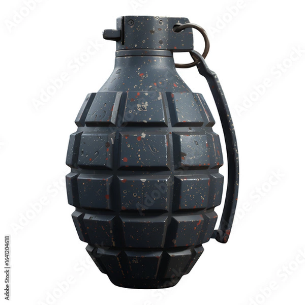 Fototapeta Dark Blue Grenade with Red Paint Splatter, 3D Realism Graphic with Transparent Background