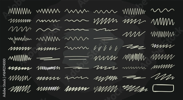 Fototapeta Collection of hand drawn scribble lines and strokes for creative design projects and artistic elements