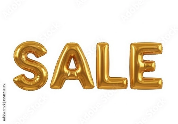 Fototapeta Golden sale balloons isolated on white background for advertising and promotion