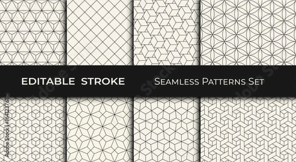 Obraz seamless geometric pattern set, editable line strokes 