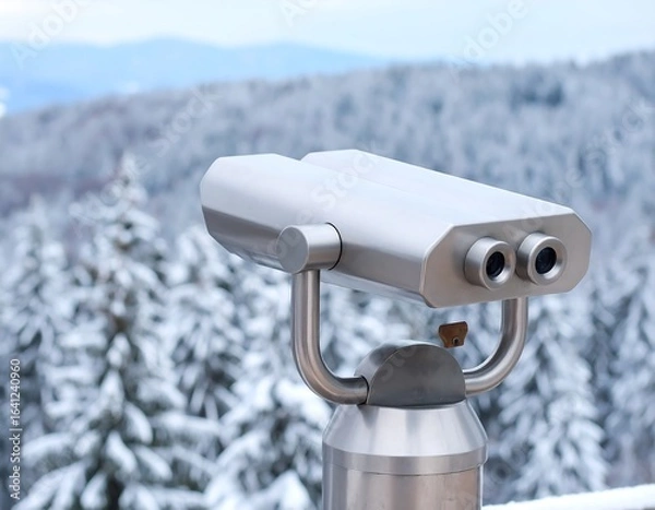Obraz Binoculars on snow-covered mountain