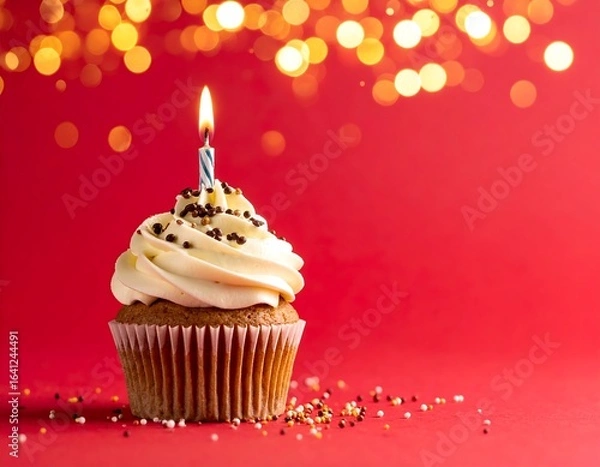 Obraz Birthday cupcake with candle (4)